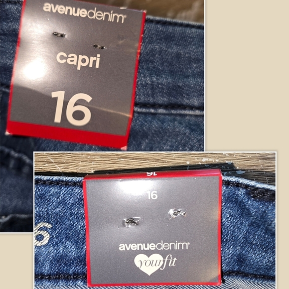 NWT! Avenue Denim Capri Side Zip Leg Cropped Blue Jeans Stretch Women's Plus 16 - Picture 4 of 8